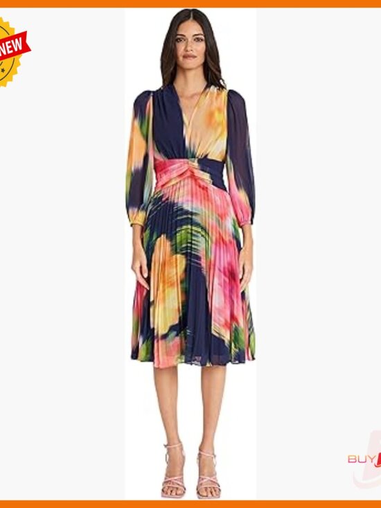Dresses & Skirts - Long Sleeve Chiffon Empire Waist Dress, Formal Wedding Guest
